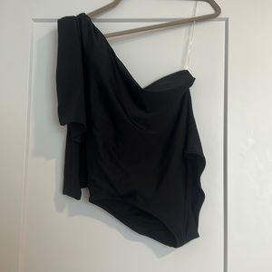 Black One Shoulder One Piece Bathing Suit